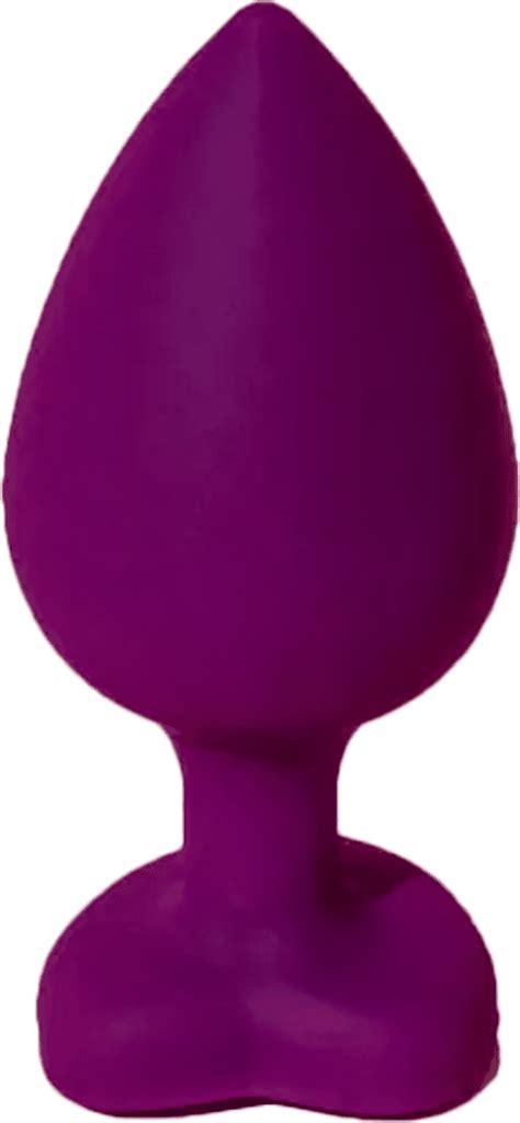 Plug Anal em Silicone de Coração Roxo Pedra Amarela G