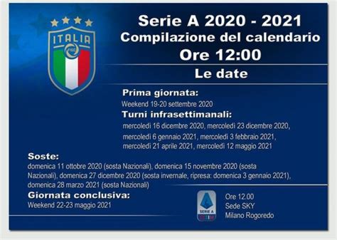 Campionato Calcio Serie A Tra Poco Arriva Il Calendario 2020 2021