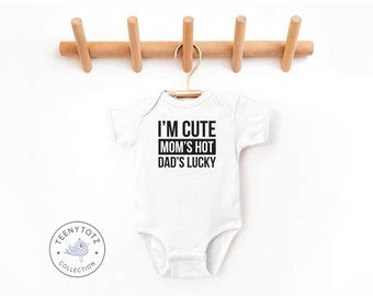 I M Cute Mom S Hot Dad S Lucky Funny Baby Gift Clothes Red Infant Bodysuit Etsy