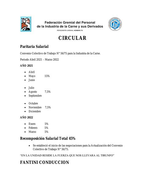 Circular Acuerdo Salarial Pdf Docdroid