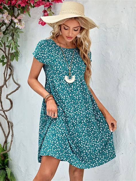 Emery Rose Vestido Smock Con Estampado Floral Moda De Mujer