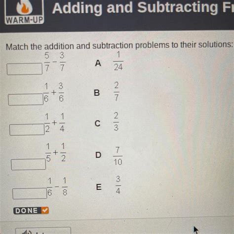 Free Match The Addition And Subtraction Problems To Their Solutions