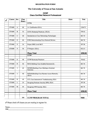 Fillable Online Utsa Utsa Ccna Form Fax Email Print PdfFiller