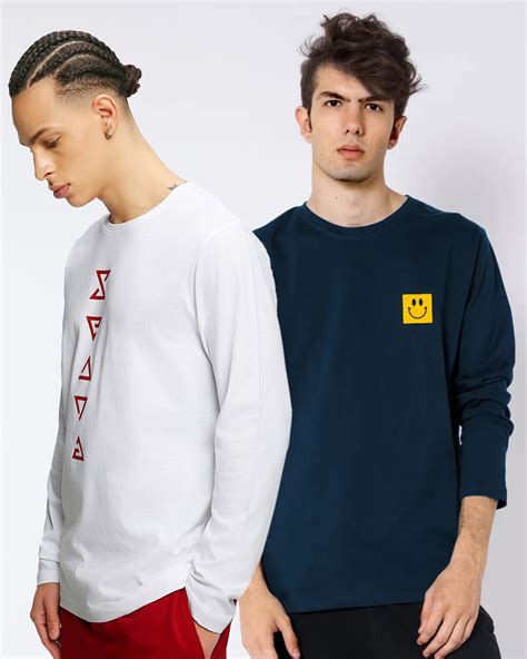 Buy Pack Of 2 Mens White And Blue Printed T Shirts Online At Bewakoof