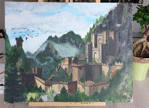 Decided To Paint Kaer Morhen First Time Painting On A Big Canvas R