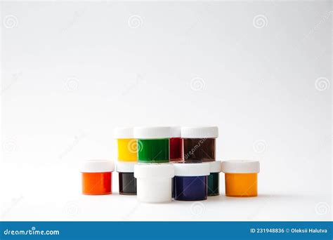 Closed Jars With Gouache Of Different Colors Hobby Drawing Learning