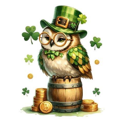 Premium Psd Cute Owl St Patricks Day Clipart Illustration