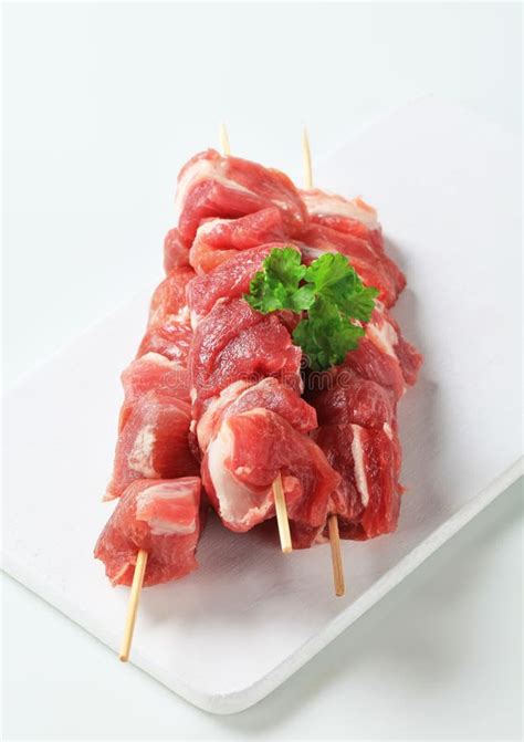 Raw Pork Skewers Stock Image Image Of White Cutting 26876083