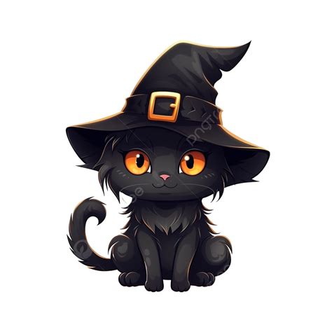 Cute Black Cat Wear A Witch Hat On Halloween Premium Vector Witch Hat