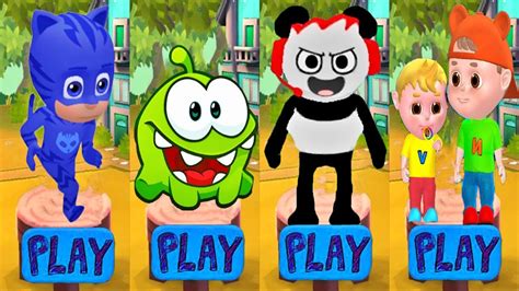 Tag With Ryan PJ MAsk Catboy Vs Om Nom Run Vs FAKE Combo Panda Run Vs