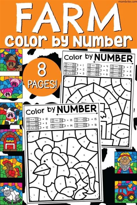 Farm Color By Number Worksheet Printable