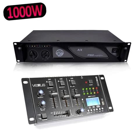 Vexus STM3030 Table De Mixage 4 Canaux USB MP3 BT REC Ampli AX 1000W