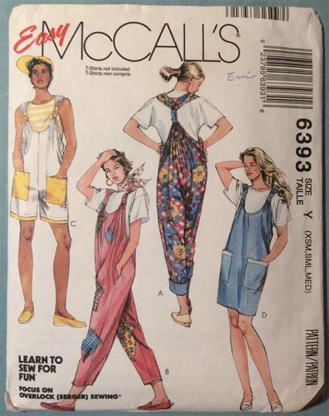 McCalls Sewing Pattern 6393 Romper Jumper Overalls Misses XS S M Uncut