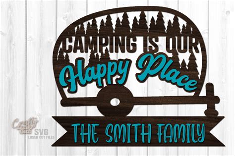 Monogram Camping Sign Svg Glowforge Files Laser Cut Files Etsy