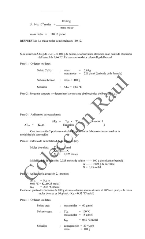 Ejercicios Resueltos De Las Propiedades Coligativas PDF