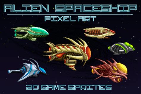 Spaceship Battle Pixel Art Asset Collection CraftPix Net