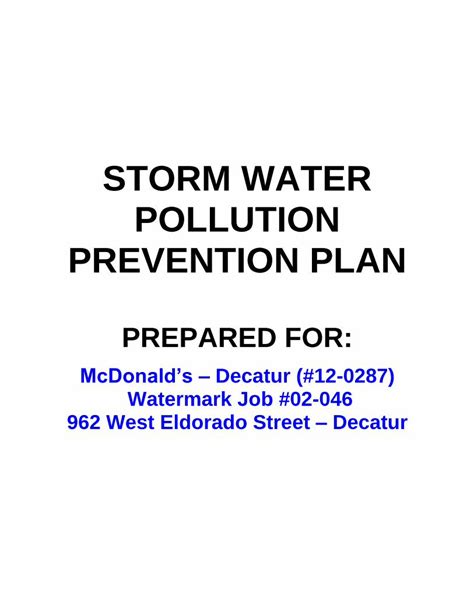 PDF STORM WATER POLLUTION PREVENTION PLAN Stabilization Schedule