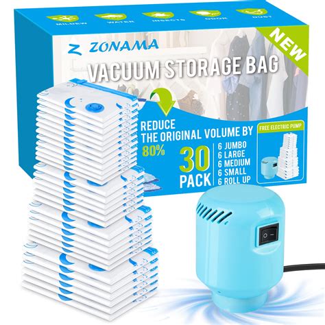 Z Zonama Vacuum Storage Bags Variety 30 Pack Vacuum Cleaners Seal Bags With Electric Pump