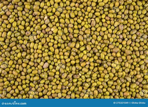 Close Up Mung Beans Or Vigna Radiata Seeds Top View Background Stock