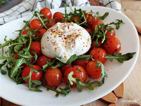 Ensalada De Burrata Con Tomates Cherry Salteados Y R Cula Recetas