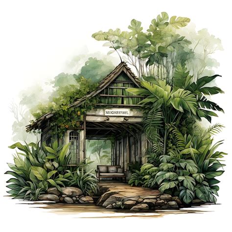 Premium Ai Image Watercolor Room Of Brazilian Rainforest Room Lush