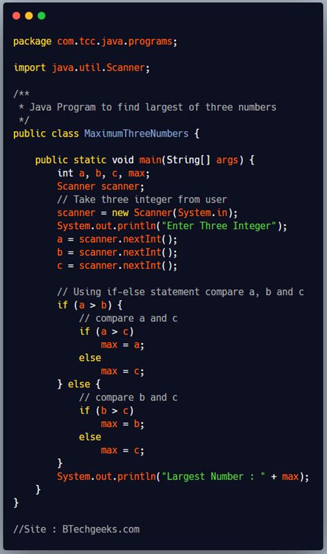 Java Program To Find Largest Of Three Numbers Btech Geeks