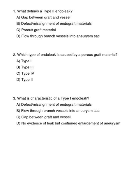 Endograft Leaks Types | PDF