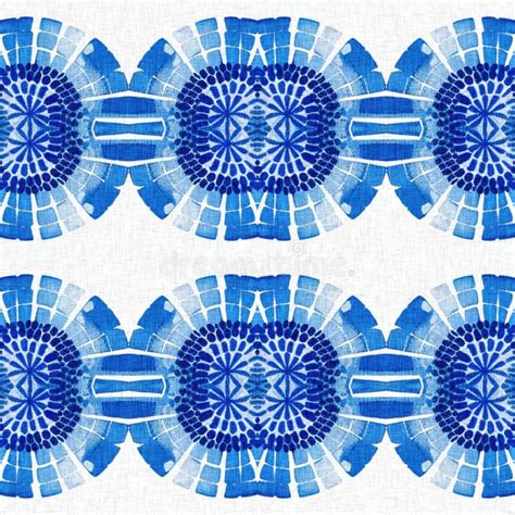 Indigo Blue Tie Dye Handmade Textile Seamless Pattern Asian Style