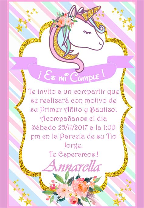 Unicorn Invitation Personalised Printable Digital File Unicorn Invite