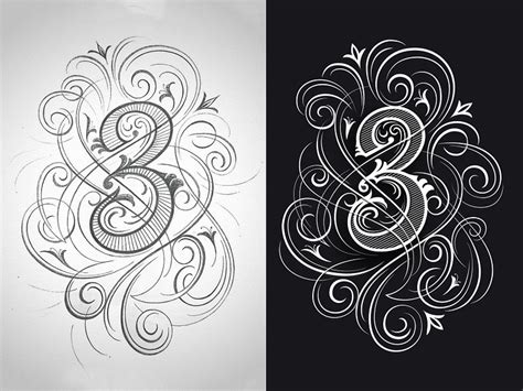 Number 3 sketch and vector by Robert Bree on Dribbble