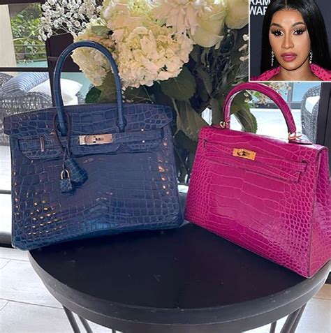 Cardi B Debuts Blue Ombré Hair To Match New Hermès Birkin Bag