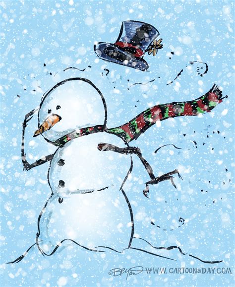 Snowman Cartoon Blustery Storm Cartoon