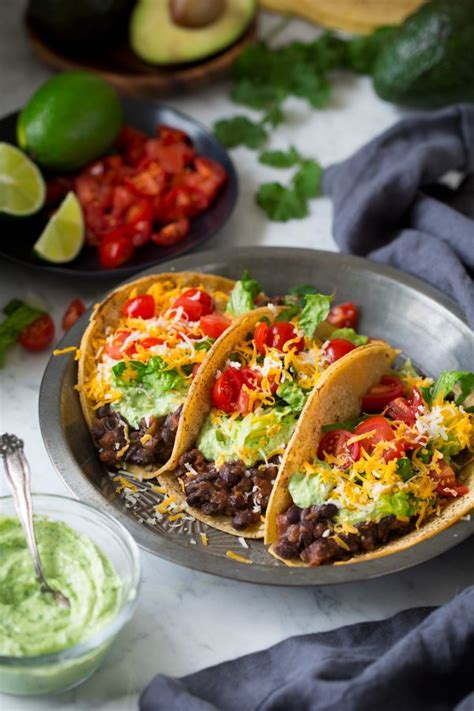 Black Bean Tacos With Avocado Cilantro Lime Crema Cooking Classy