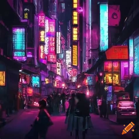 Image of a cyberpunk street riot on Craiyon
