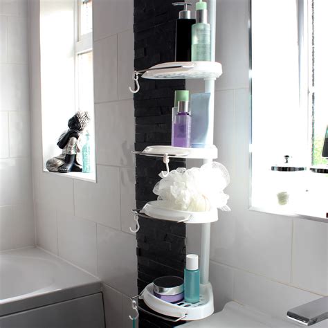 4 Tier Telescopic Corner Shower Tidy Bathroom Organiser/Rack/Shelf Basket/Caddy | eBay