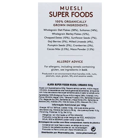 Alara Organic Super Foods Muesli 500g - Muesli - Breakfast Cereal ...