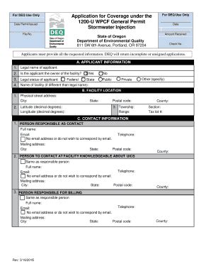 Fillable Online Deq State Or General Permit U Class V