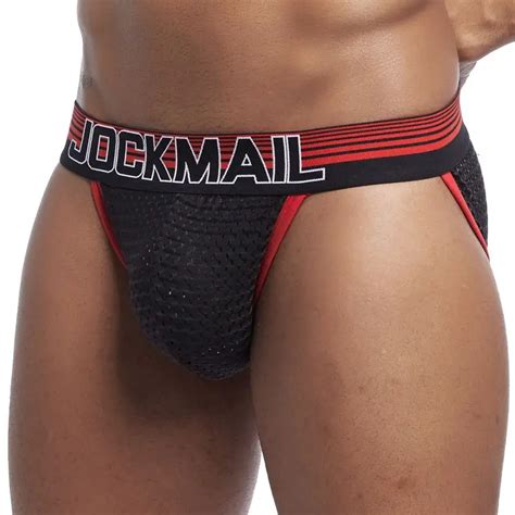 JOCKMAIL Sexy Men Underwear Jockstraps Mesh Man Jocks Bikini G Strings