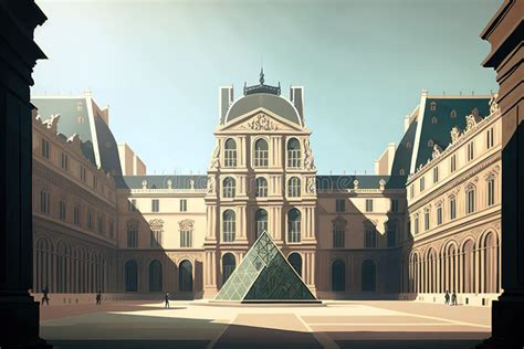 Ilustración Del Museo De Louvre En Francia Stock de ilustración