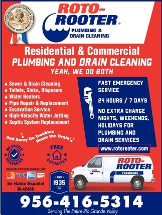 Residential Commercial Roto Rooter Plumbing Drain Cleaning