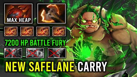 WTF 1v5 Battle Fury Safelane Pudge Recover From Bad Lane With 7200 HP