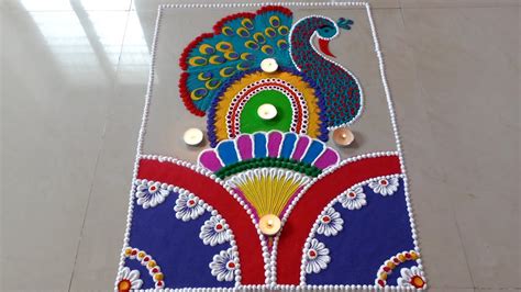 Diwali Special Peacock 🦚rangoli 2022 Easy Rangoli Please Subscribe