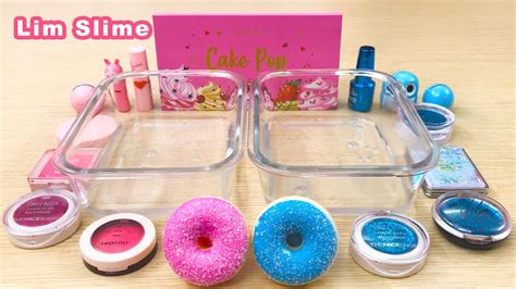 Lim Slime Pink Vs Blue Color Mixing Makeup Eyeshadow Into Slime