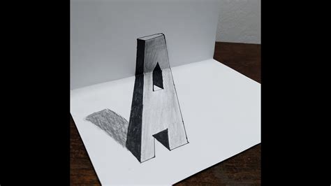 D Trick Art On Paper Letter A With Graphite Pencil A