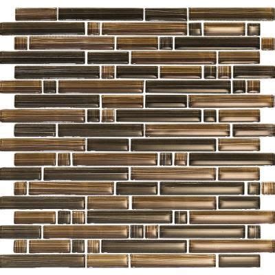 Brown Glass And Metal Mosaic Tile Backsplash