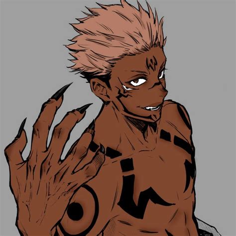 Blk Sukuna Jujutsu Kaisen Black Anime Guy Black Cartoon Characters