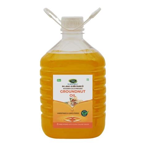 Thanjai Natural Groundnut Oil Ltr Cane Unrefined Virgin Wooden Cold