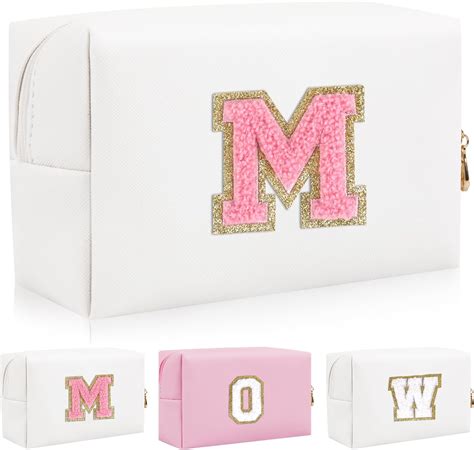 Amazon Personalized Initial Letter Patch Makeup Bag Preppy