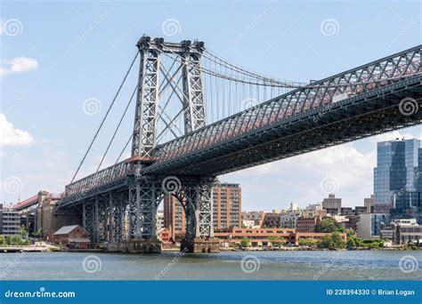 Landscape View Of The Williamsburg Bridge A Suspension Bridge In New