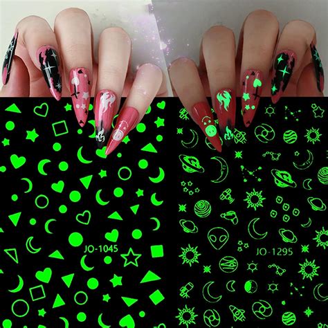 Diduikalor 8 hojas de calcomanías luminosas para arte de uñas